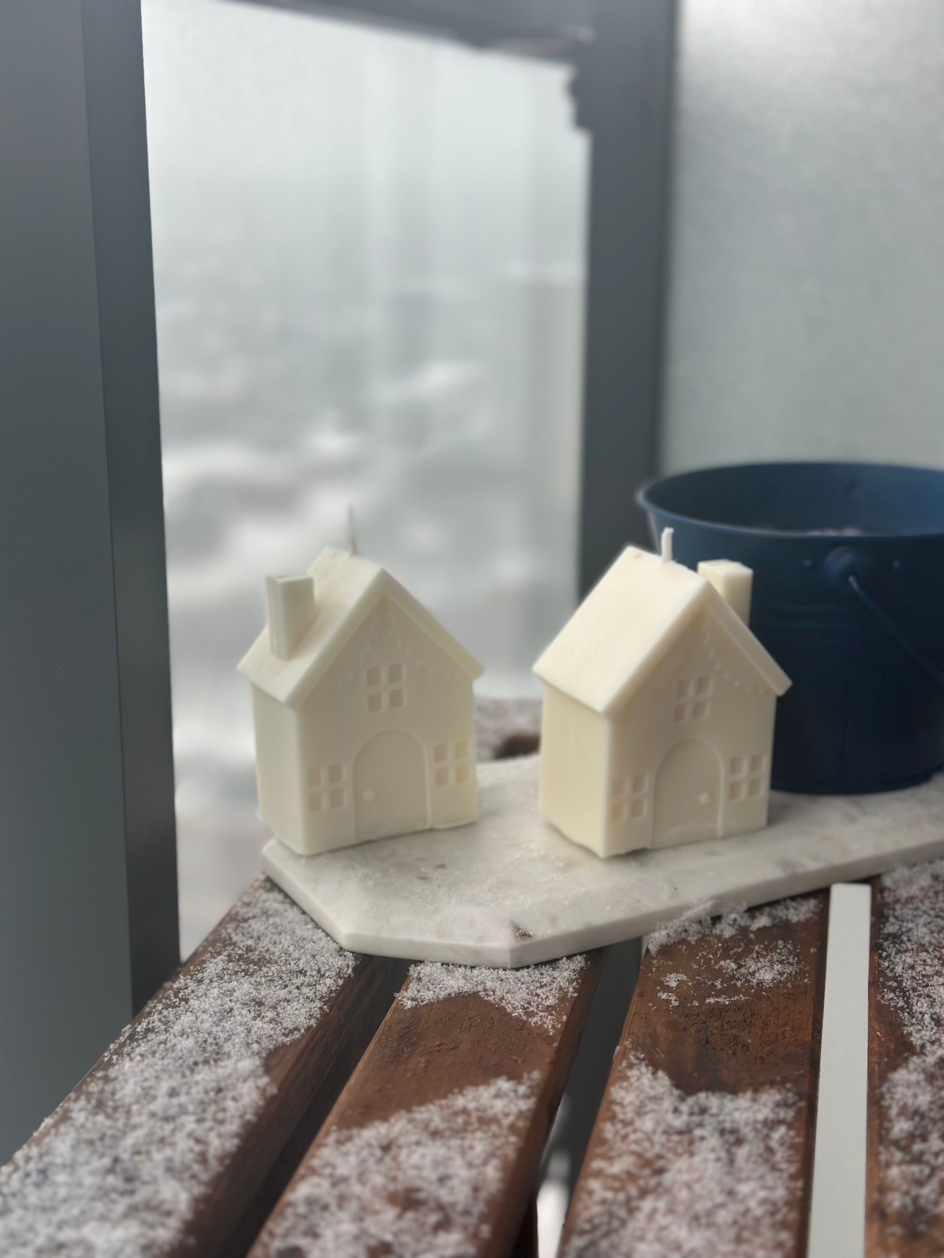 Cozy home shaped candle, perfect for Christmas celebrations
