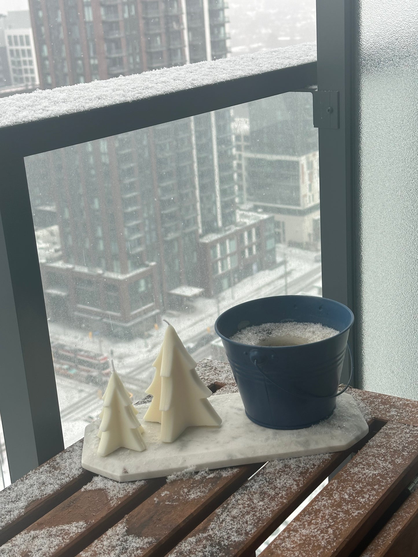 Festive Christmas tree candle for a cozy holiday atmosphere.