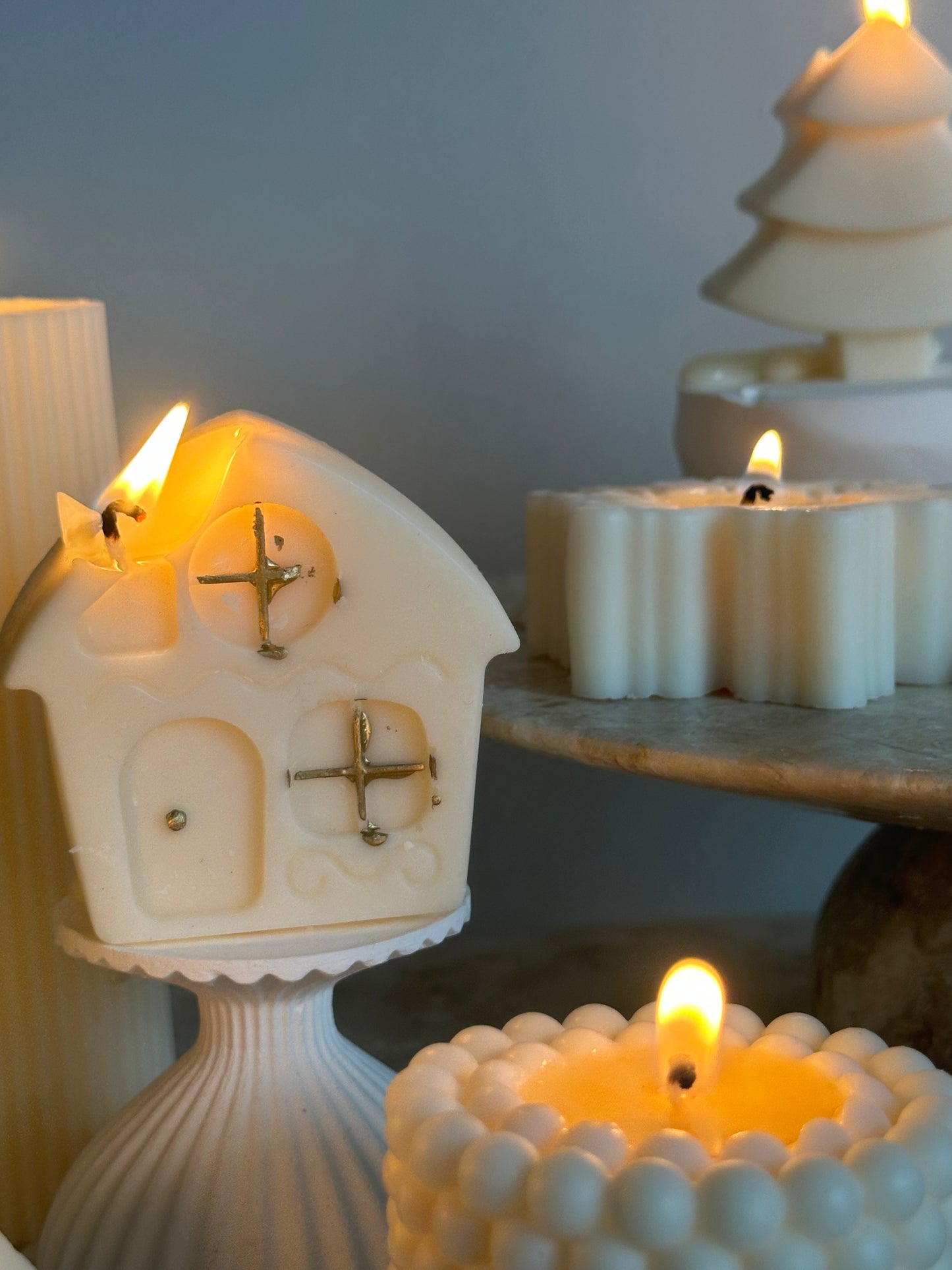 Glitter House Christmas Candle