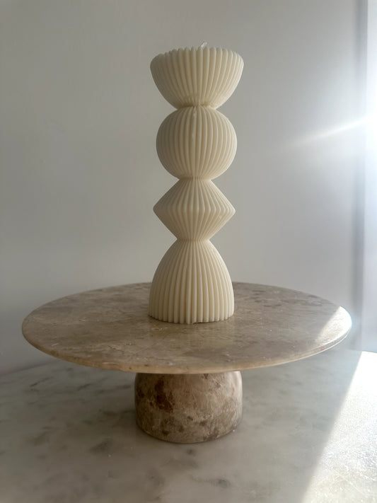 Ribbed Geometric Pillar Candle