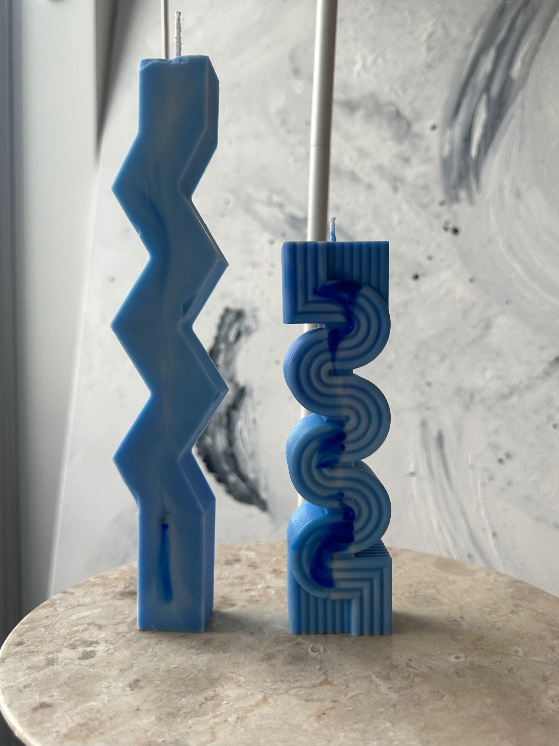 Zigzag Wave 3-piece candle set – modern decorative handmade candles, perfect for home decor and gifting